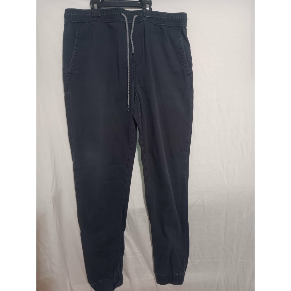 Aeropostale Men's S Black Twill Joggers Elastic Waist Drawstring Pants